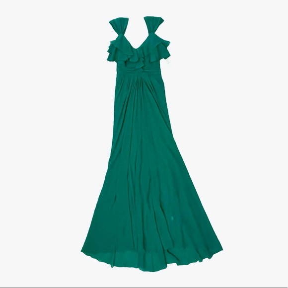 NWT Badgley Mischka Emerald Silk Gown Sz. 0